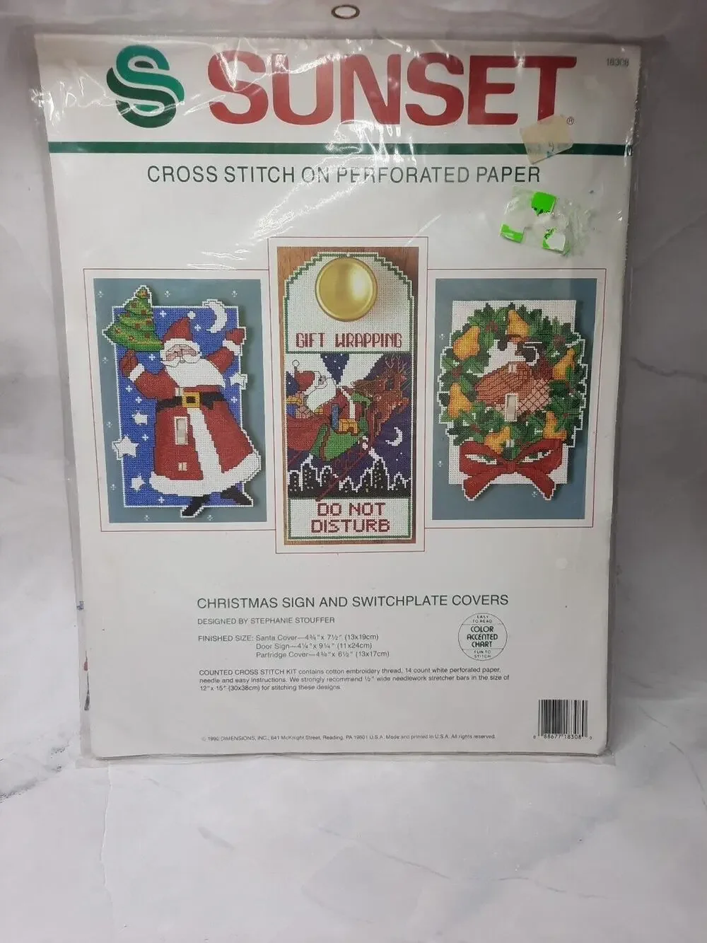 Sunset Christmas Sign and Switchplate Covers 18308 Cross Stitch Kit Vtg 1990